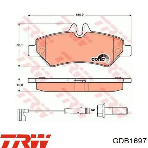 Купить GDB1697 TRW Колодки тормозные задние, дисковые