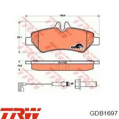 Задние тормозные колодки GDB1697 TRW