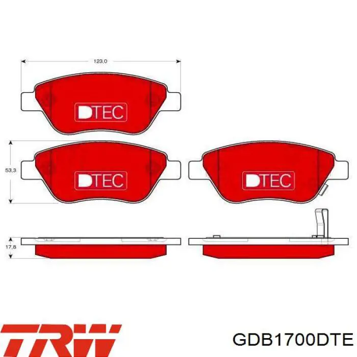 GDB1700DTE TRW колодки тормозные передние дисковые