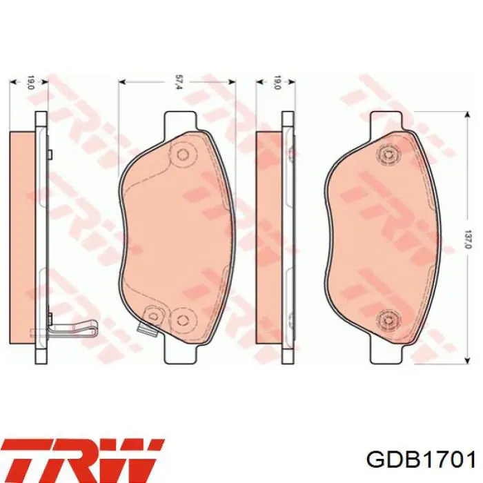 Купить GDB1701 TRW Колодки тормозные
