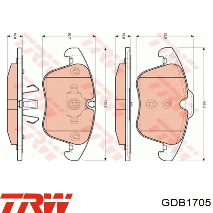 Передние тормозные колодки GDB1705 TRW