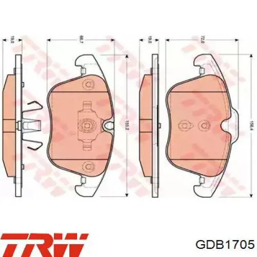 Передние тормозные колодки GDB1705 TRW