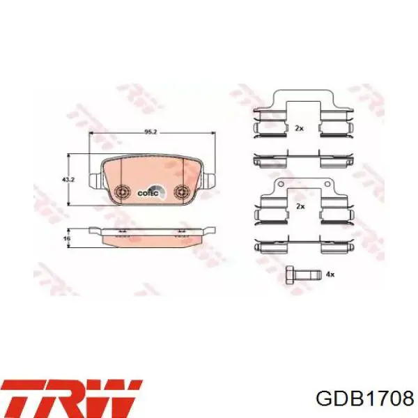Задние тормозные колодки GDB1708 TRW