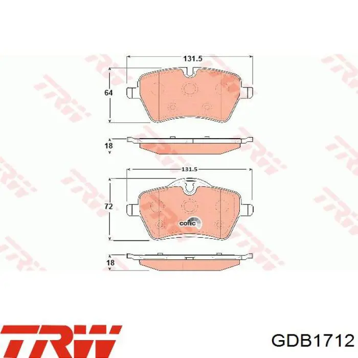 Купить GDB1712 TRW Колодки тормозные
