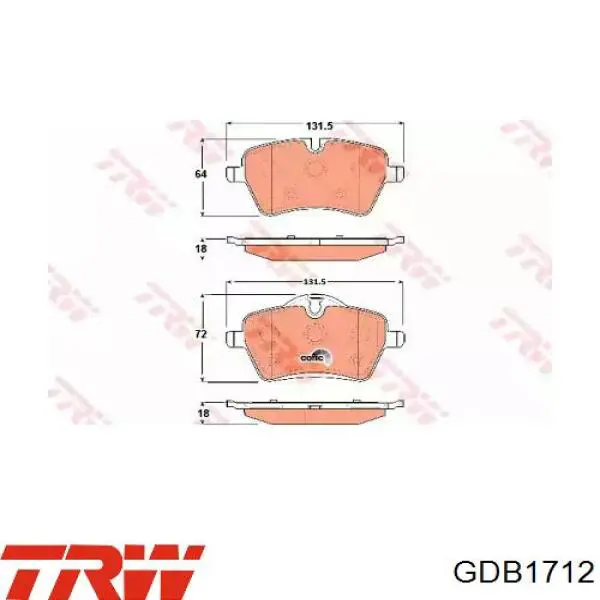 Передние тормозные колодки GDB1712 TRW