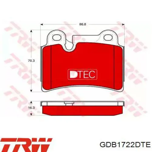 Задние тормозные колодки GDB1722DTE TRW