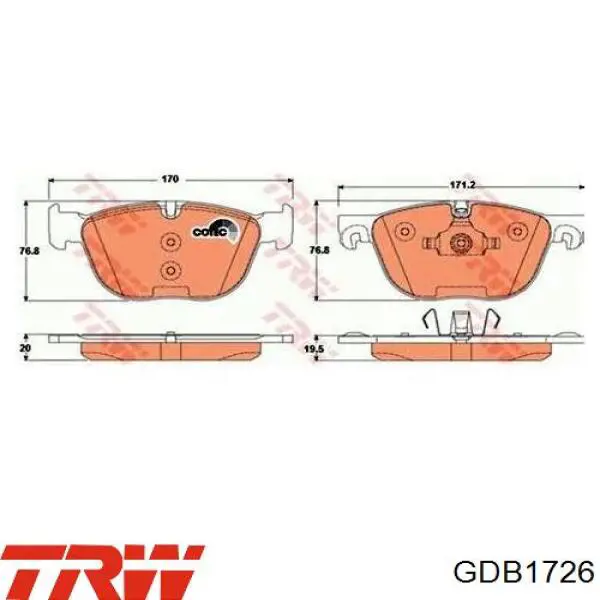 Передние тормозные колодки GDB1726 TRW