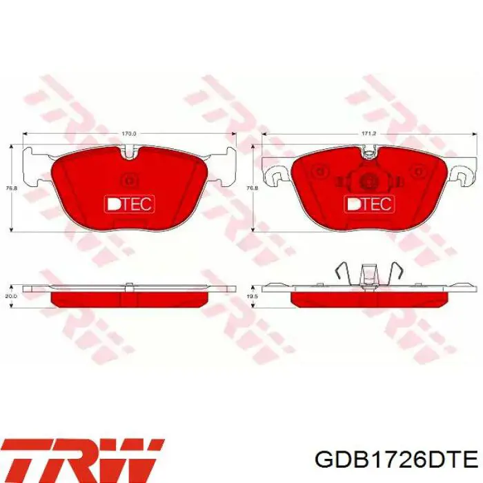 Передние тормозные колодки GDB1726DTE TRW