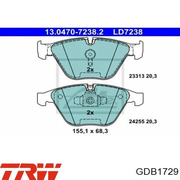 Передние тормозные колодки GDB1729 TRW