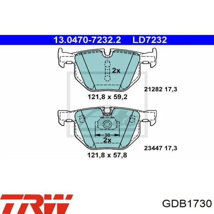 Колодки дисковые  TRW GDB1730 цена, от 40.16 USD