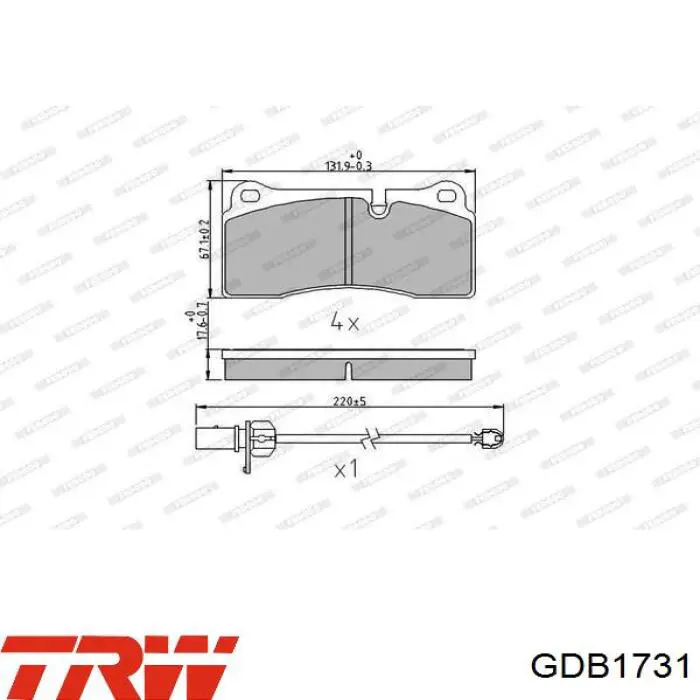 Купить GDB1731 TRW Колодки тормозные задние, дисковые