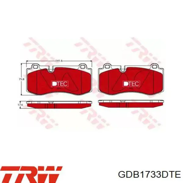 GDB1733DTE TRW колодки тормозные передние дисковые