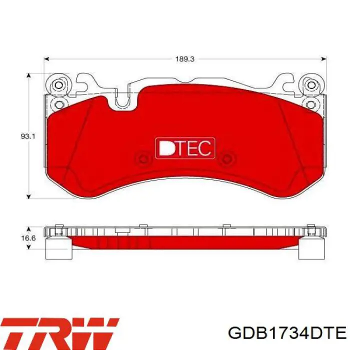 Передние тормозные колодки GDB1734DTE TRW