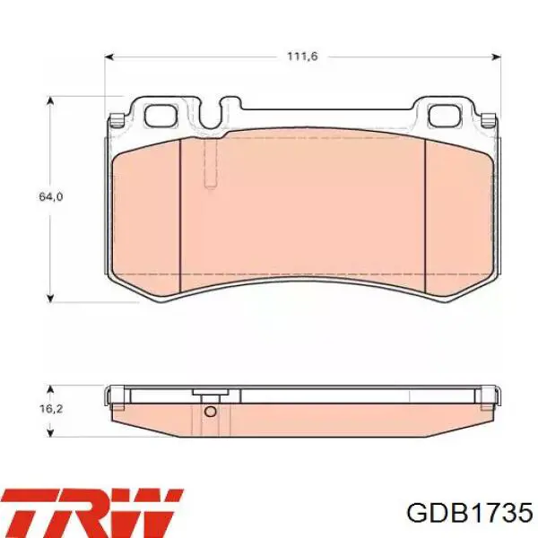 GDB1735 TRW колодки тормозные задние дисковые
