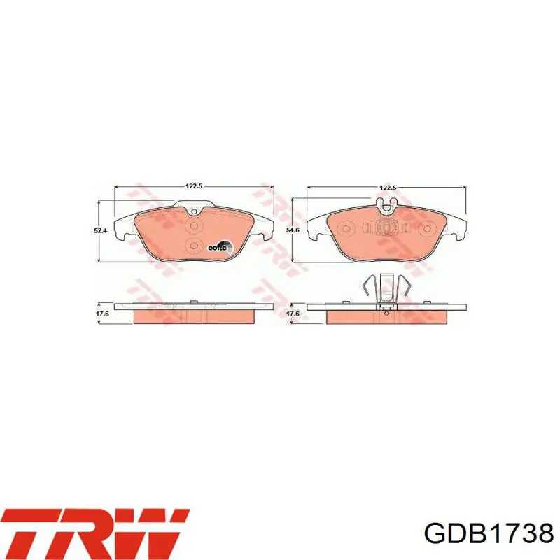 Задние дисковые колодки TRW GDB1738