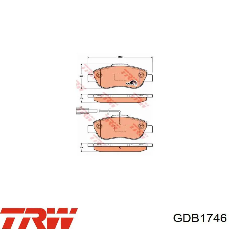 Передние тормозные колодки GDB1746 TRW
