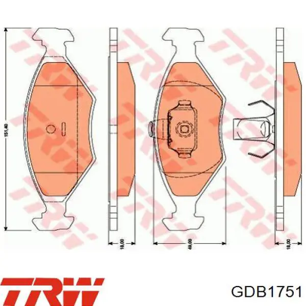 GDB1751 TRW колодки тормозные передние дисковые