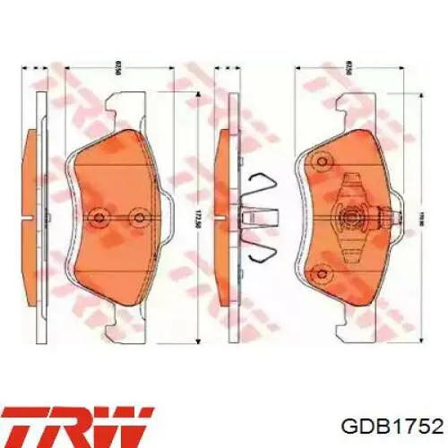 Передние тормозные колодки GDB1752 TRW