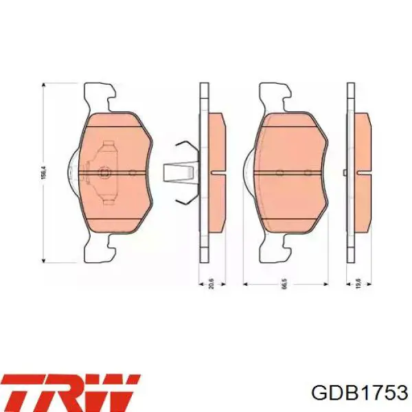 Передние тормозные колодки GDB1753 TRW