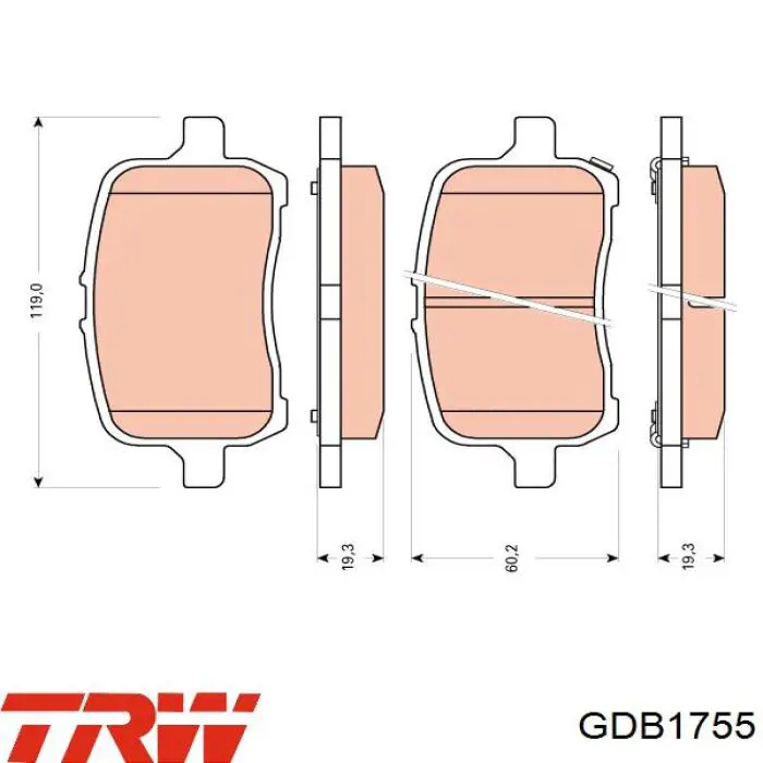 Колодки гальмівні передні, дискові GDB1755 TRW