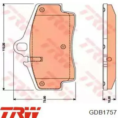 Задние тормозные колодки GDB1757 TRW