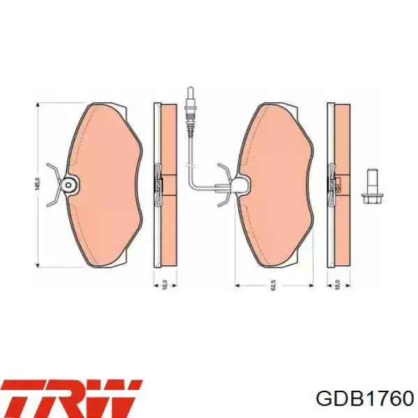 Передние тормозные колодки GDB1760 TRW