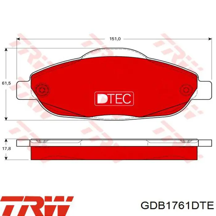 GDB1761DTE TRW колодки тормозные передние дисковые