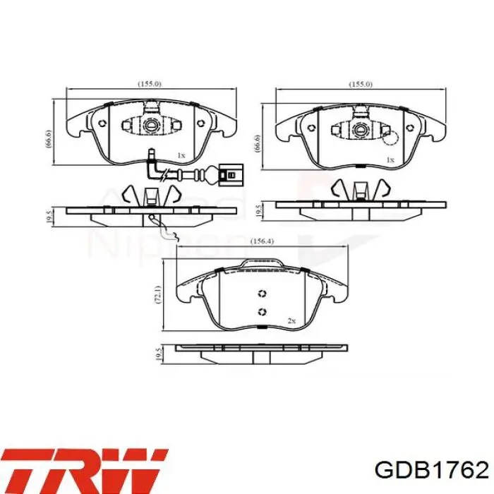 Купить GDB1762 TRW Колодки тормозные