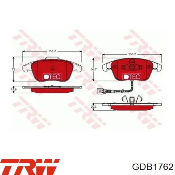Купить GDB1762 TRW Колодки тормозные