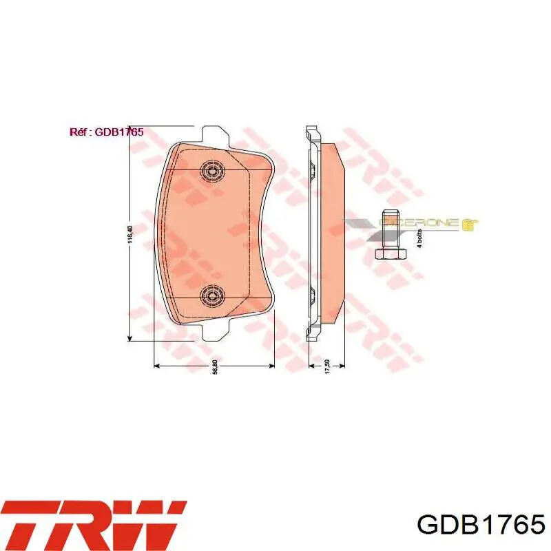 Задние дисковые колодки TRW GDB1765