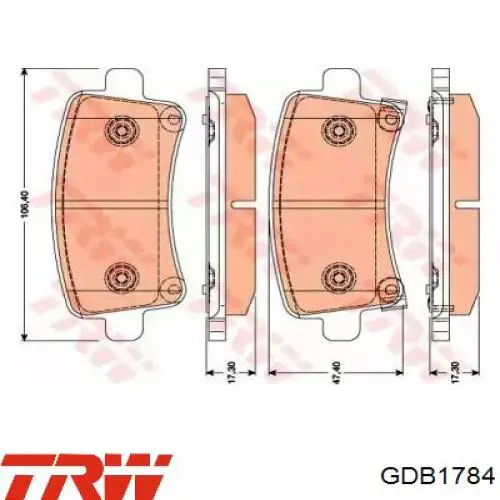 Колодки гальмові задні, дискові GDB1784 TRW