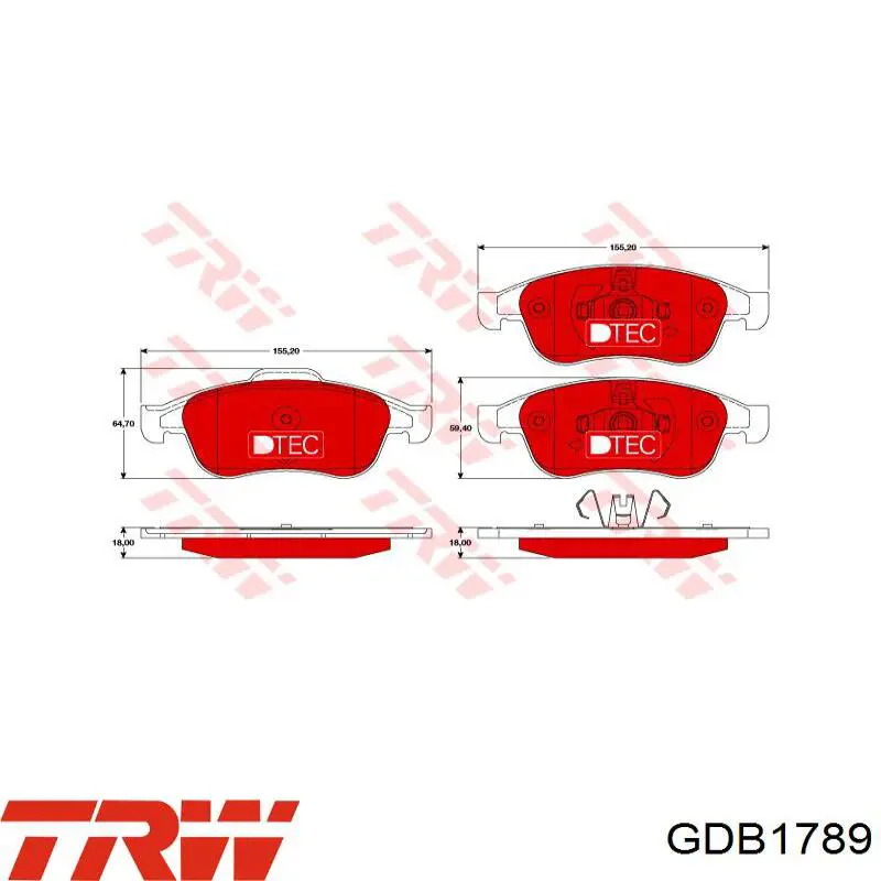 GDB1789 TRW Колодки передние