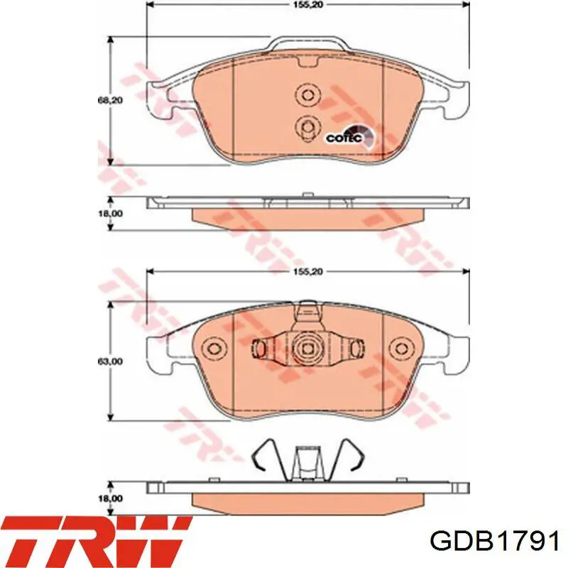 Задние дисковые колодки TRW GDB1791