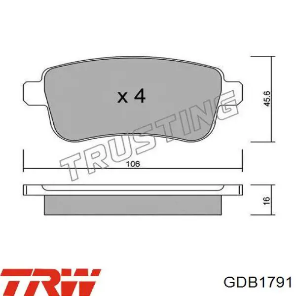 Купить GDB1791 TRW Колодки тормозные задние, дисковые