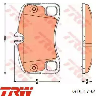 Задние тормозные колодки GDB1792 TRW