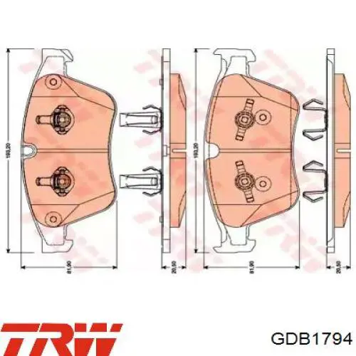 GDB1794 TRW колодки тормозные передние дисковые
