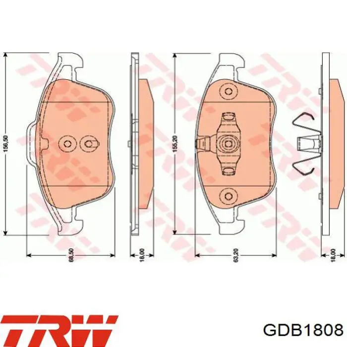 GDB1808 TRW колодки тормозные передние дисковые