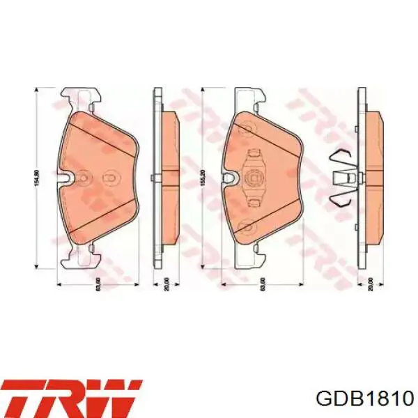 Купить GDB1810 TRW Колодки тормозные