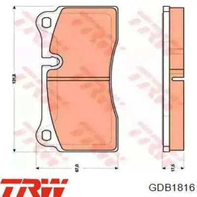 GDB1816 TRW колодки тормозные задние дисковые