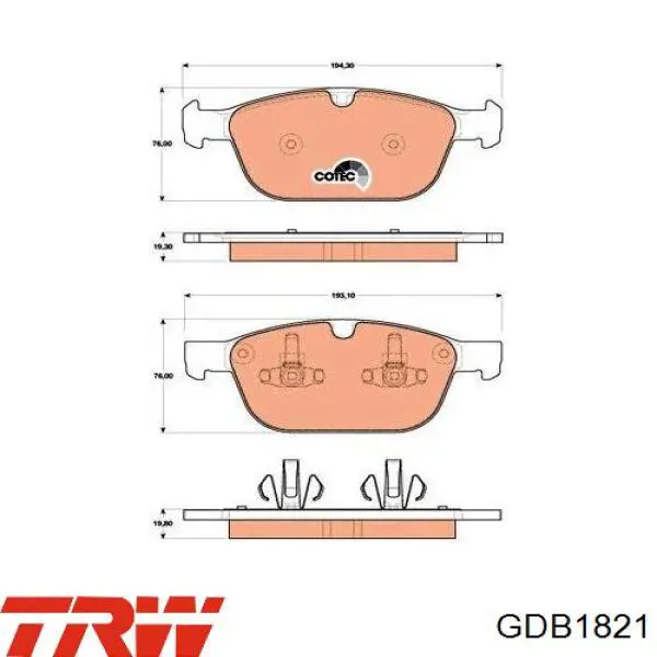 Передние тормозные колодки GDB1821 TRW