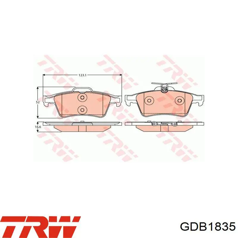 Купить GDB1835 TRW Колодки тормозные