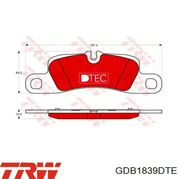 Задние тормозные колодки GDB1839DTE TRW