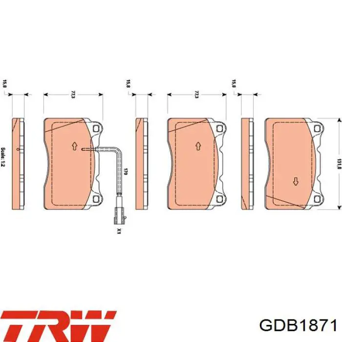 Передние тормозные колодки GDB1871 TRW