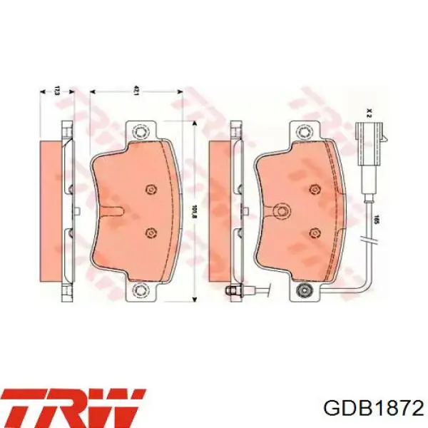 GDB1872 TRW задние тормозные колодки