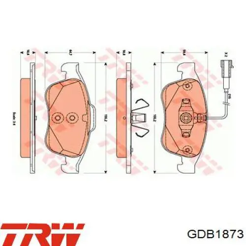 Передние тормозные колодки GDB1873 TRW