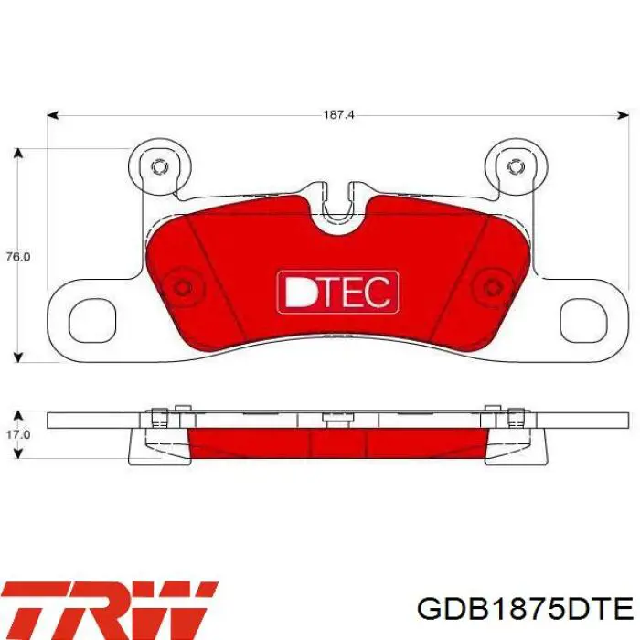 Задние тормозные колодки GDB1875DTE TRW