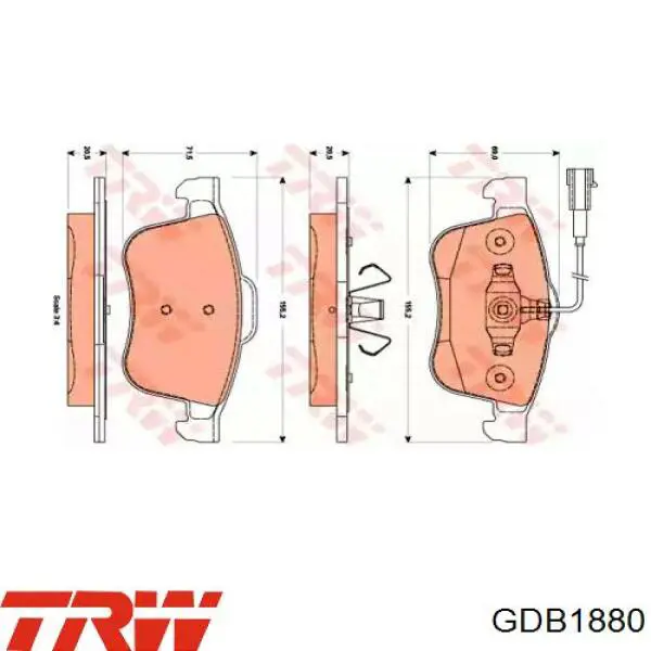 Передние тормозные колодки GDB1880 TRW