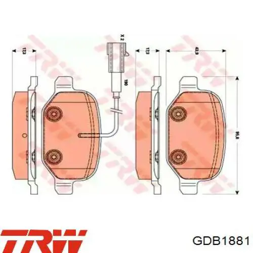 GDB1881 TRW колодки тормозные задние дисковые
