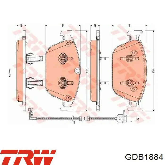 Купить GDB1884 TRW Колодки тормозные