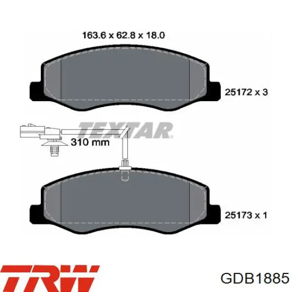 Купить GDB1885 TRW Колодки тормозные задние, дисковые